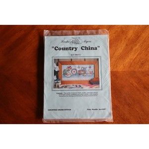 Linda Myers Counted Cross Stitch Kit Country China #06-CC Pitcher Plate Floral